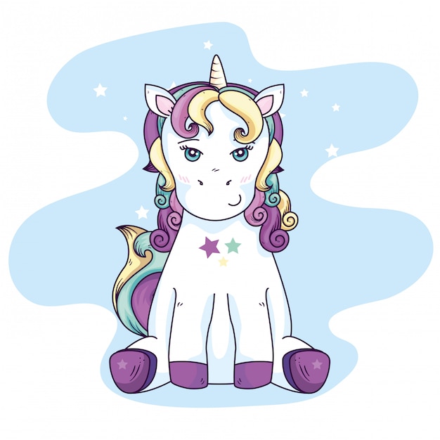 Linda fantasía de unicornio con decoración de estrellas