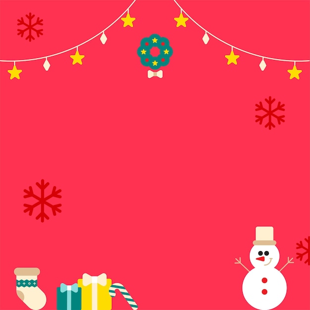Linda Feliz Navidad Muñeco de nieve Bastón de caramelo Regalo Navidad Copo de nieve Estrella Tarjeta Copiar plantilla de espacio
