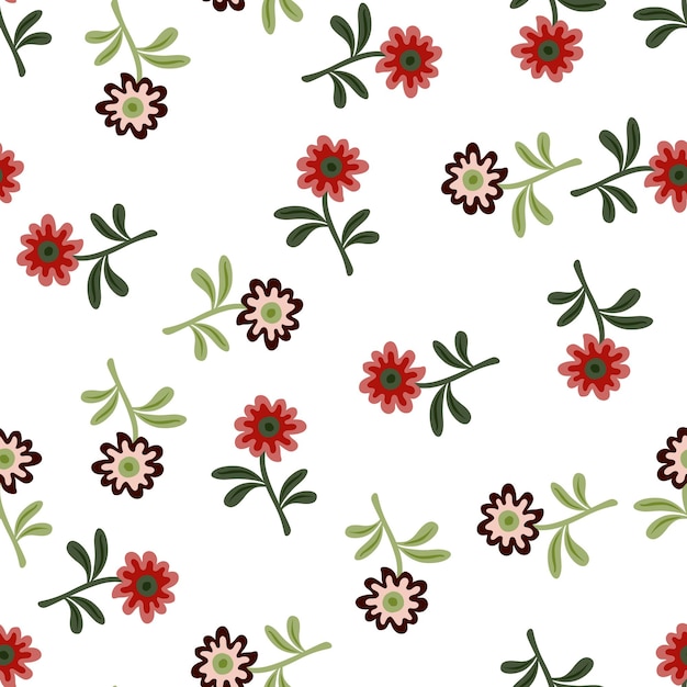 Linda flor de patrones sin fisuras en estilo simple Fondo floral sin fin dibujado a mano