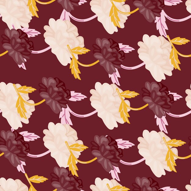 Linda flor retro de patrones sin fisuras Fondo floral sin fin dibujado a mano