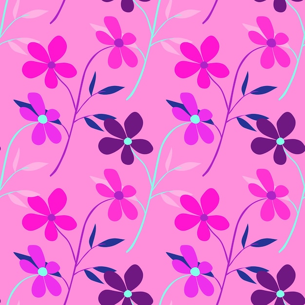 Vector linda flor simple de patrones sin fisuras doodle fondo de plantas botánicas fondo de pantalla floral abstracto dibujado a mano