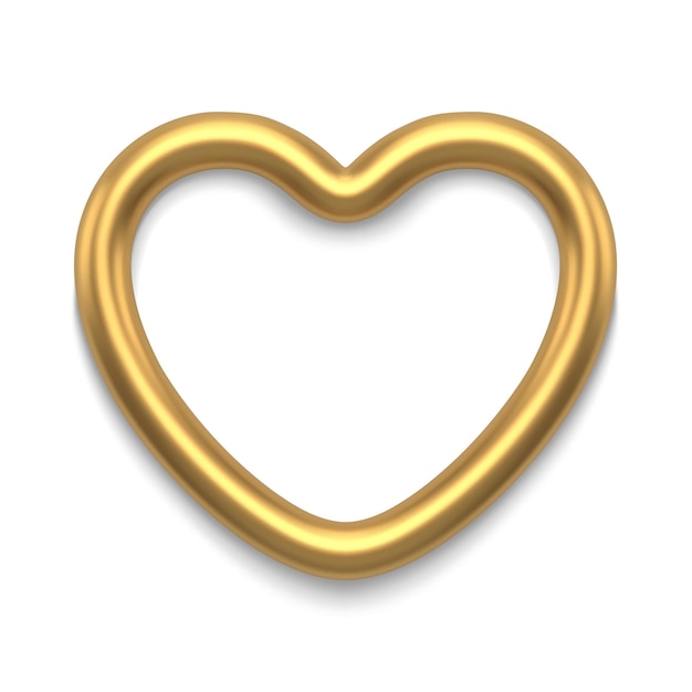Linda forma de corazón dorado d ilustración vectorial realista