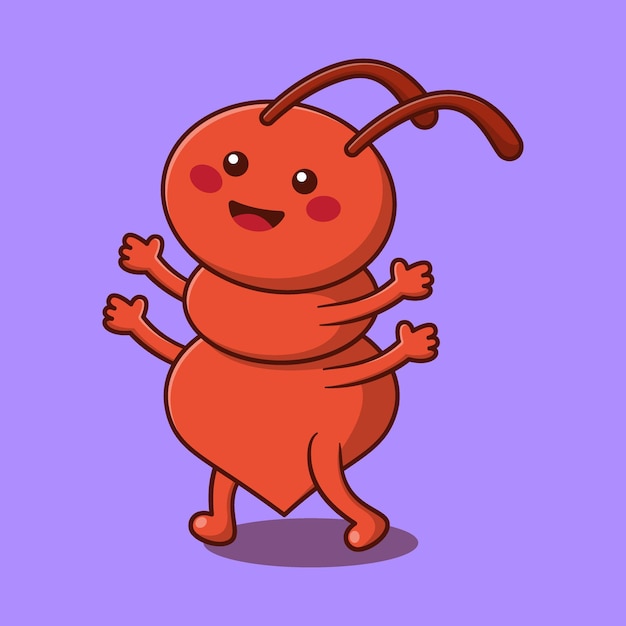 Linda hormiga encantadora caricatura vector icono ilustración animal kawaii