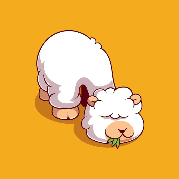 Linda ilustración de alpaca comiendo hierba adecuada para el diseño de camisetas y pegatinas de mascotas