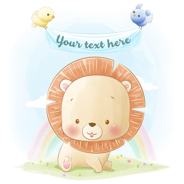 Linda ilustración animal pequeño León