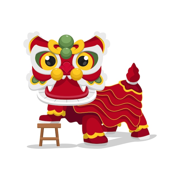 Vector linda ilustración de año nuevo chino de vector barong sai