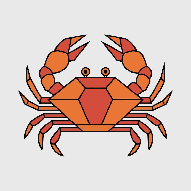 Vector una linda ilustración de arte vectorial dibujada a mano por cangrejo