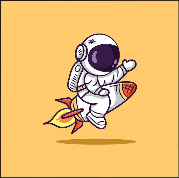 Linda ilustración de astronauta montando un cohete en el espacio