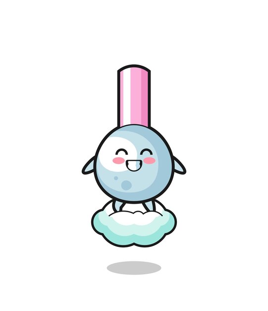 Linda ilustración de bastoncillos de algodón montando una nube flotante