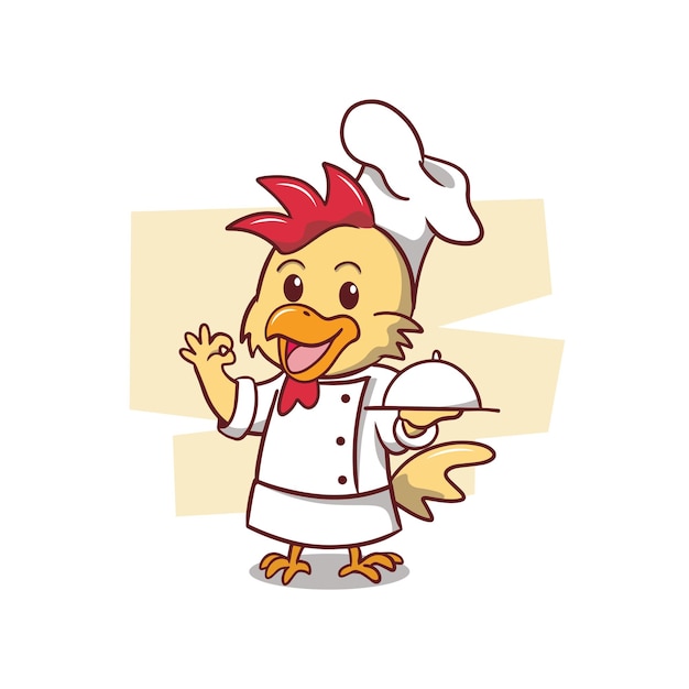 La linda ilustración del chef de pollo