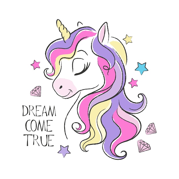 Linda ilustración y cita de unicornio