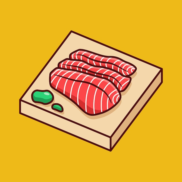 linda ilustración de comida japonesa sashimi en diseño plano