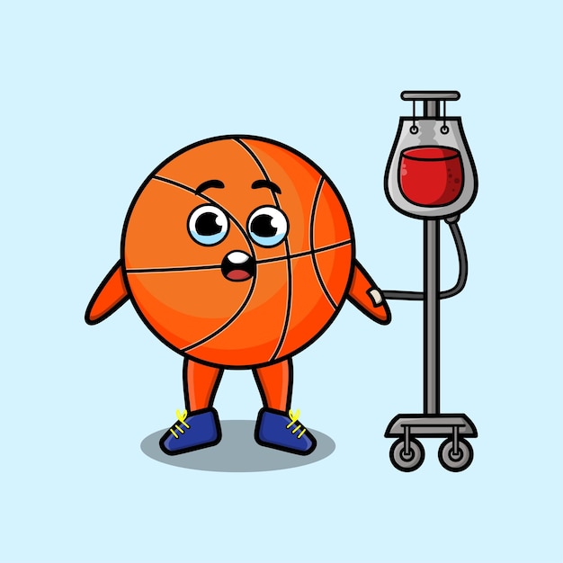 Linda ilustración de dibujos animados de baloncesto con transfusión de sangre con lindo diseño de estilo moderno