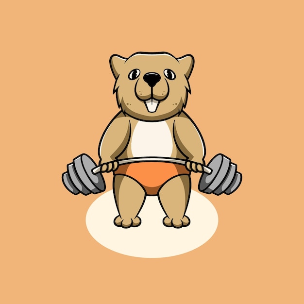 Linda ilustración de dibujos animados de entrenamiento de nutria