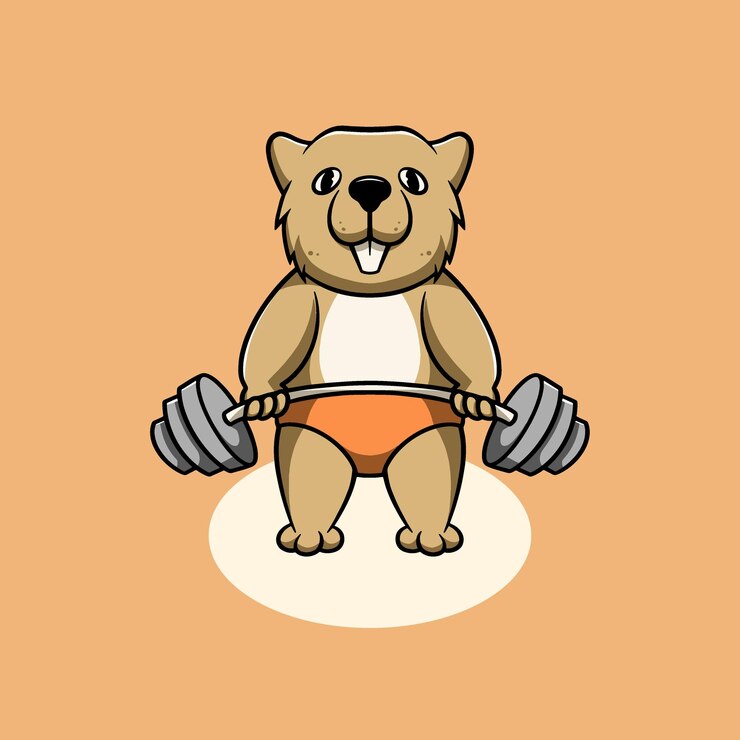 Linda ilustración de dibujos animados de entrenamiento de nutria