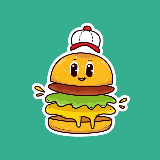 Linda ilustración de dibujos animados de hamburguesa