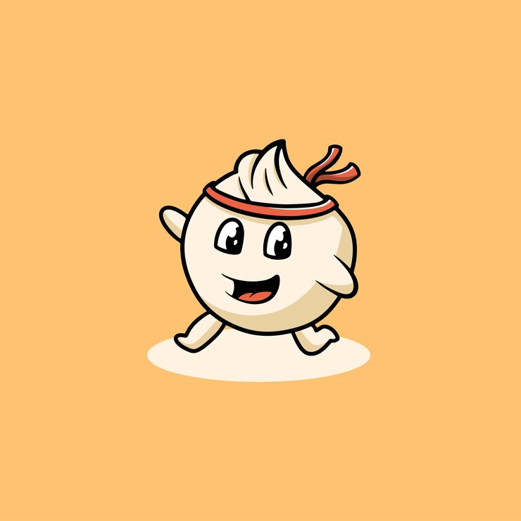 Linda ilustración de dibujos animados de maratón de dim sum