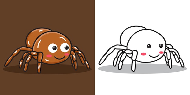 Una linda ilustración de dibujos animados de muñeca araña para un elemento de diseño de pegatina o elemento de libro para colorear