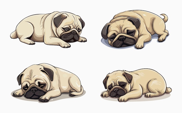 Vector una linda ilustración de dibujos animados de perros durmientes