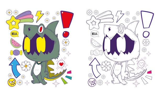 linda ilustración de dibujos de animales para la página de dibujos de libros