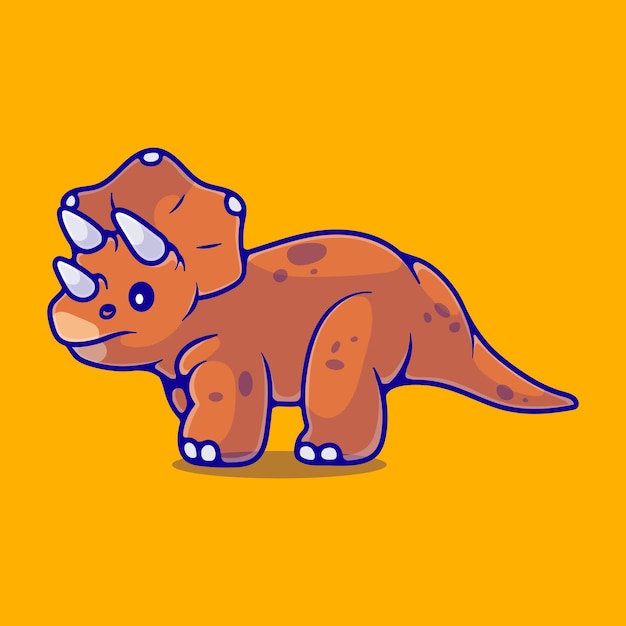 Linda ilustración de dinosaurio triceratops adecuada para el diseño de camisetas y pegatinas de mascotas