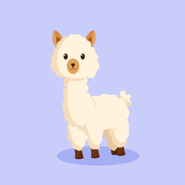 Linda ilustración de diseño de personajes de alpaca