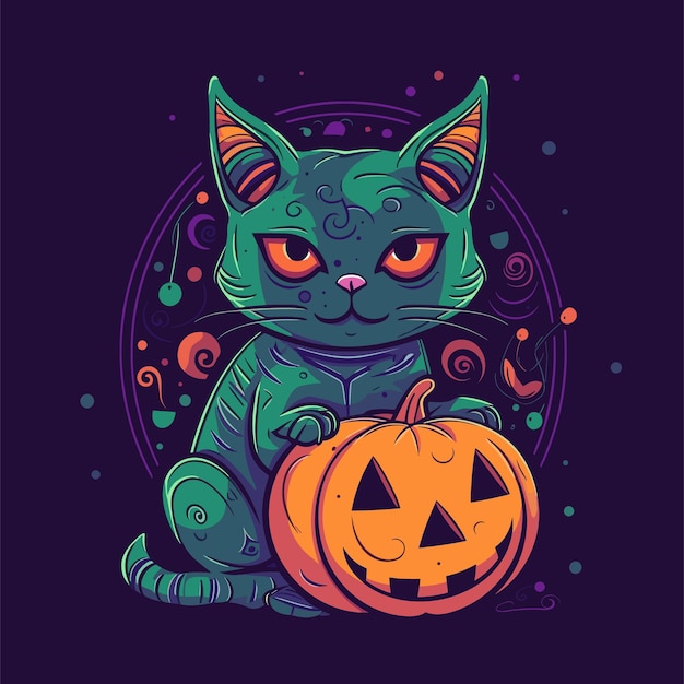 Vector una linda ilustración de un gato de halloween