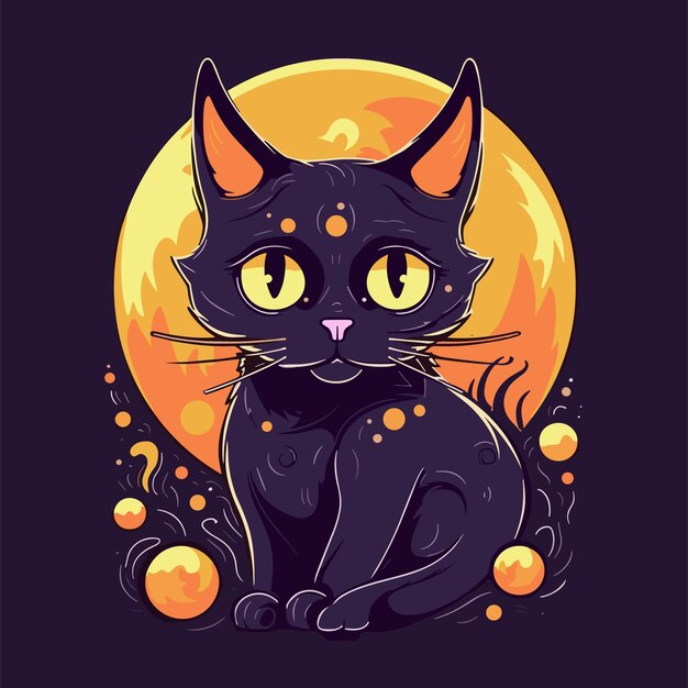 Vector una linda ilustración de un gato de halloween