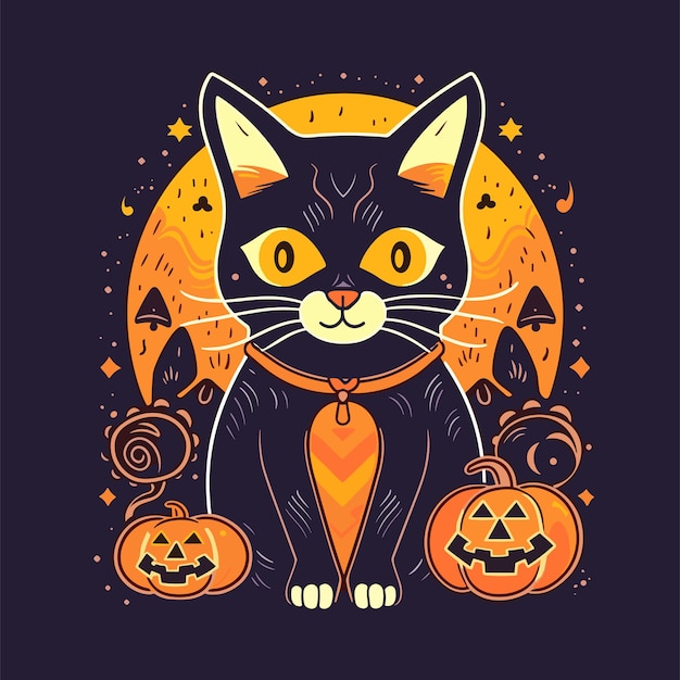 Vector una linda ilustración de un gato de halloween