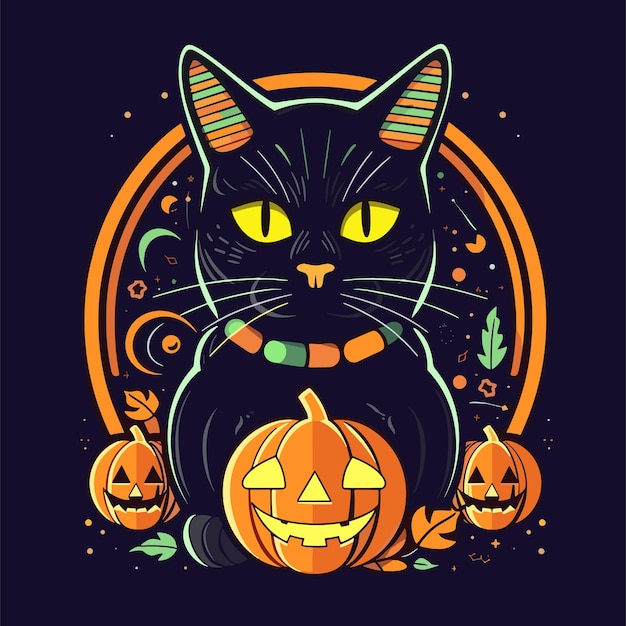 Vector una linda ilustración de un gato de halloween