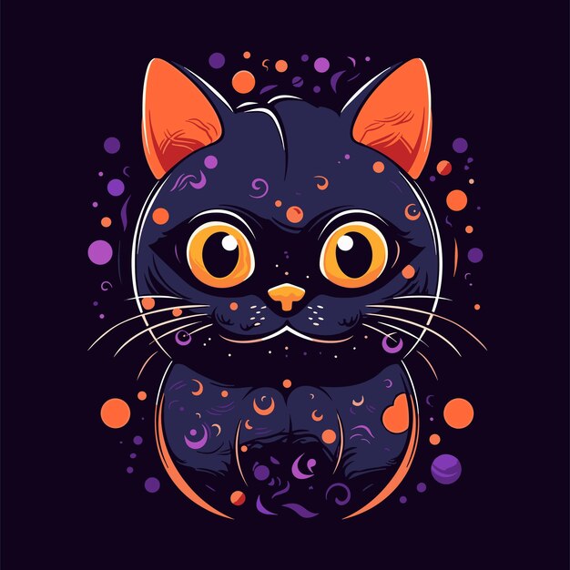 Vector una linda ilustración de un gato de halloween