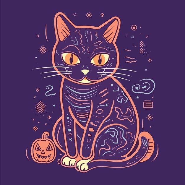 Vector una linda ilustración de un gato de halloween