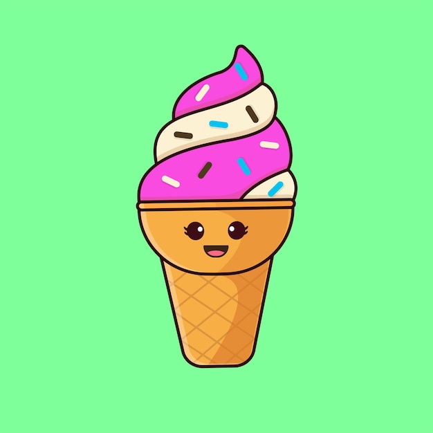 Linda ilustración de helado de fresa