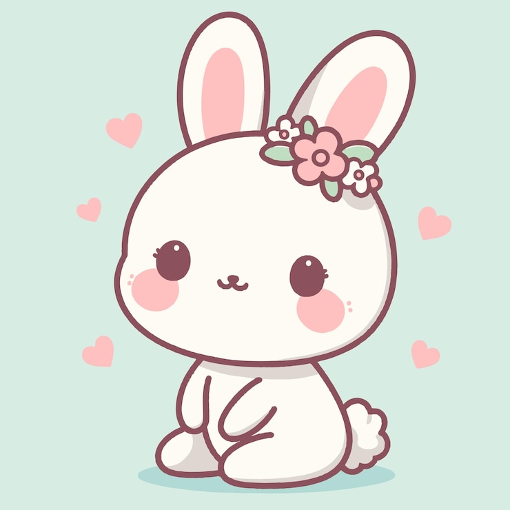 Vector linda ilustración del icono de dibujos animados del conejo