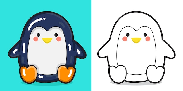 Una linda ilustración de muñeca pingüino para colorear un elemento de libro o un elemento de diseño