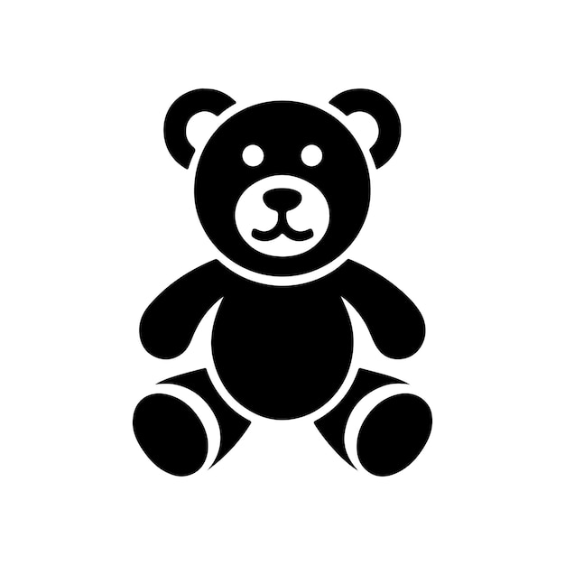 Una linda ilustración de oso de peluche en blanco y negro
