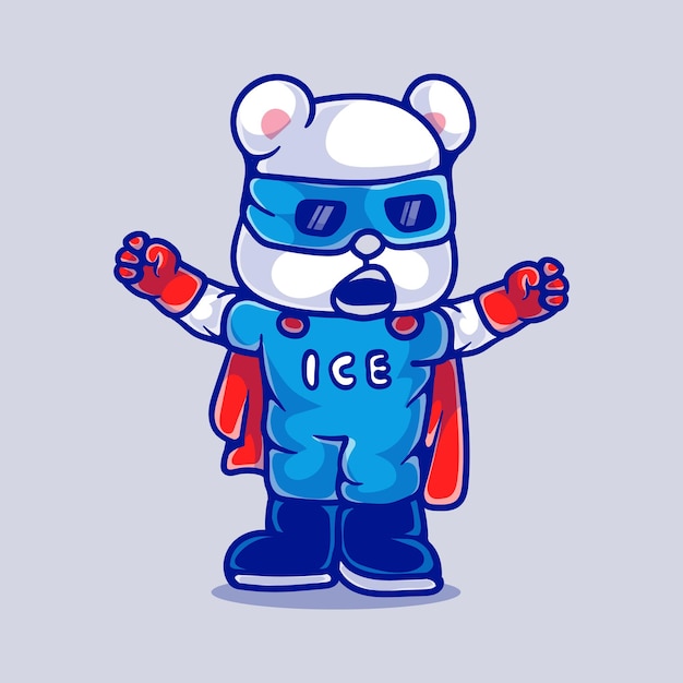 Linda ilustración de oso polar de superhéroe