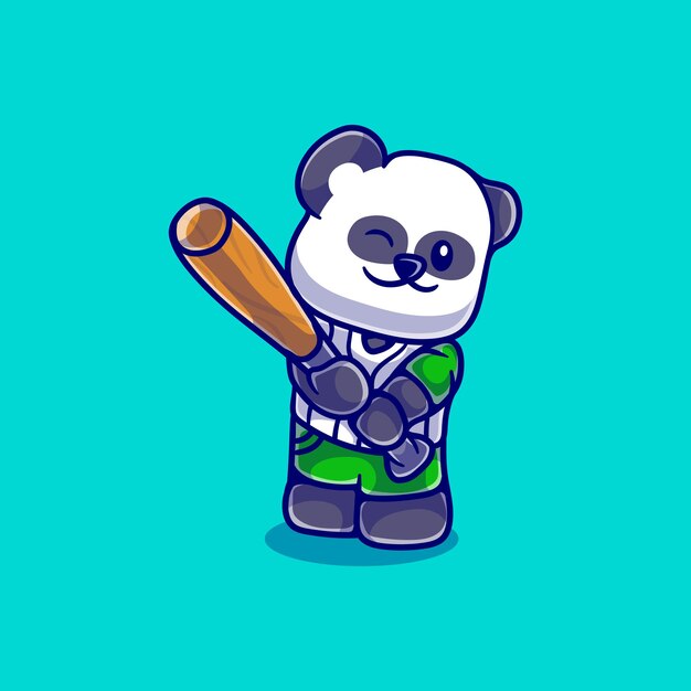 Linda ilustración de panda de béisbol