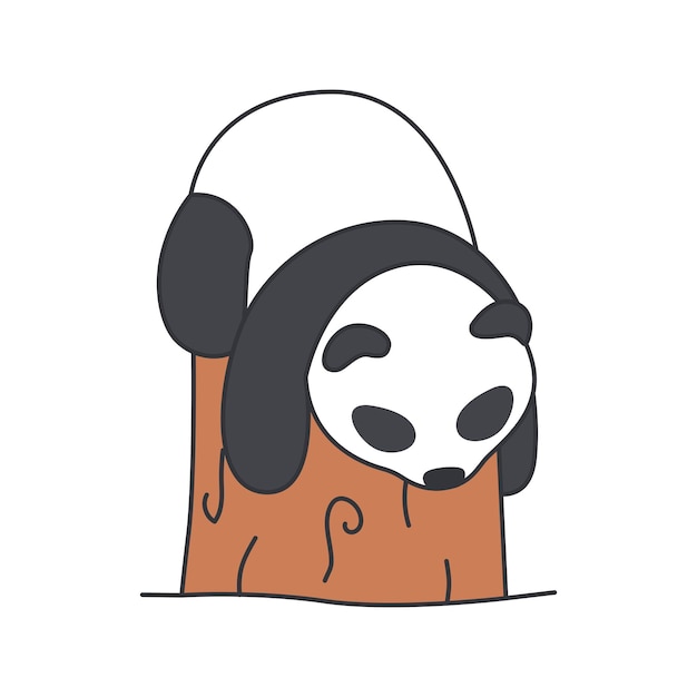 Linda ilustración de panda durmiendo en madera