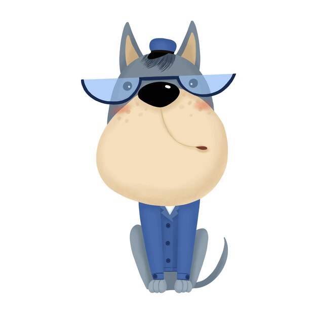 Linda ilustración con un perro en traje