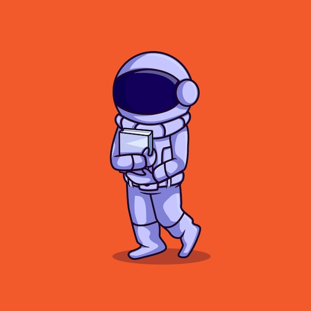 Linda ilustración de personaje de astronauta que lleva un libro
