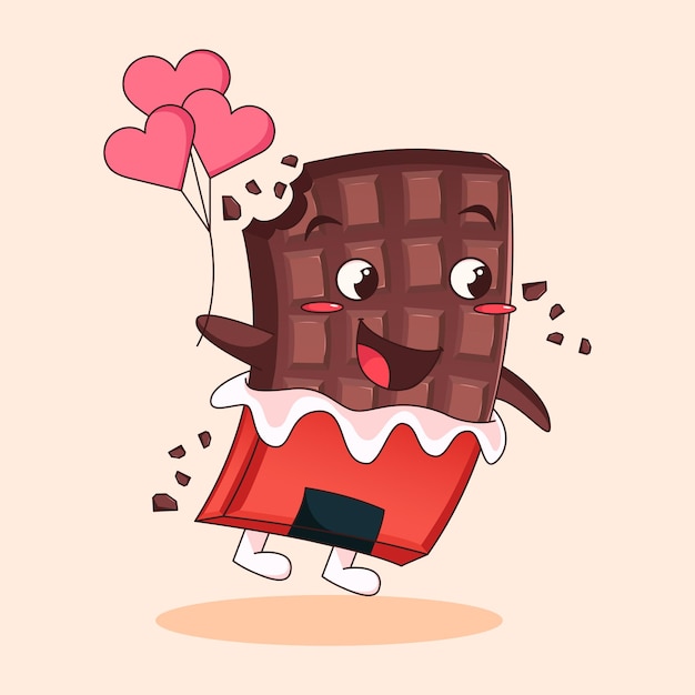 Linda ilustración de personaje de chocolate de san valentín