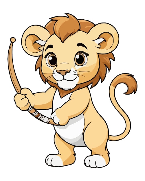 Una linda ilustración de personaje de león al estilo de dibujos animados