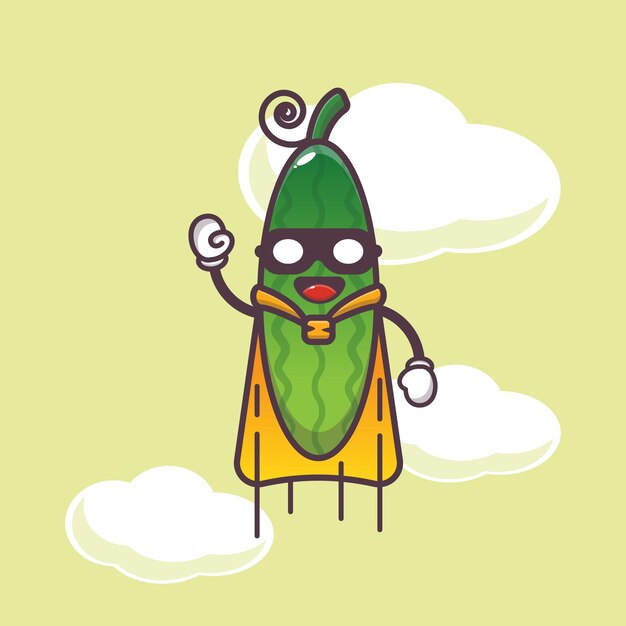 Linda ilustración de personaje de pepino superhéroe