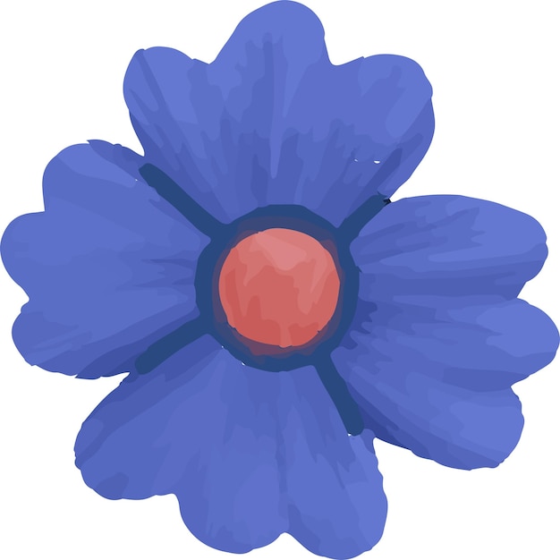 linda ilustración plana vectorial de flores de pétalos azules y púrpuras diseño de patrón sin costuras