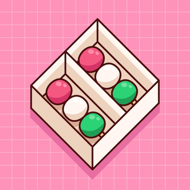 Linda ilustración de postre japonés dango en diseño plano