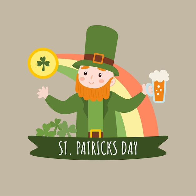 Linda ilustración de saludo del día de san patricio con carácter