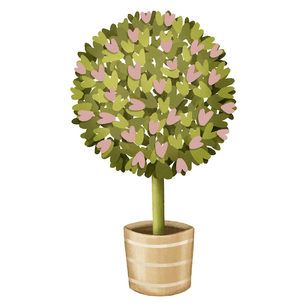 Linda ilustración de topiario de san valentín