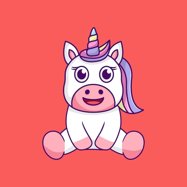 Linda ilustración de unicornio, linda y divertida