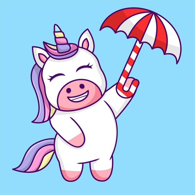 Linda ilustración de unicornio, linda y divertida